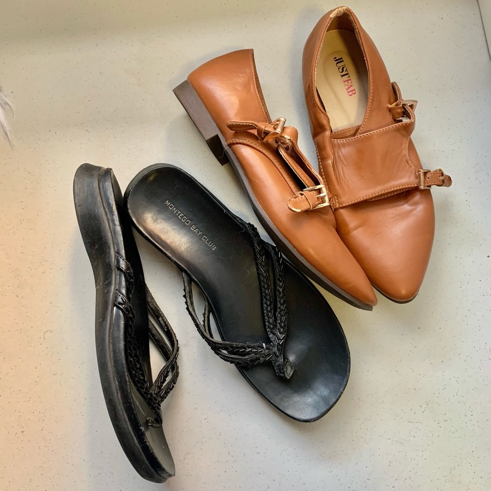 Black Sandals & Brown Flats (Size 7)